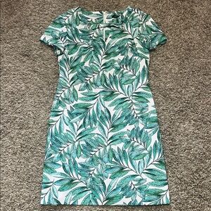 Tommy Hilfiger Green Leaf Print Mini Dress V-Neck Size 2